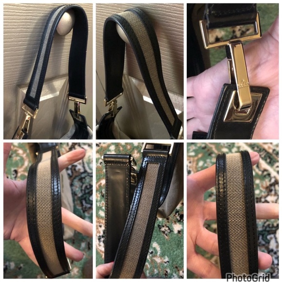 Gucci AUTHENTIC Vintage Neutral Canvas Leather Trim Shoulder Bag - Picture 7 of 7